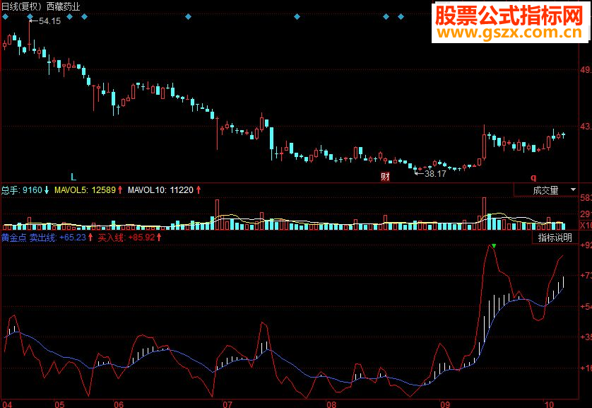 同花顺黄金点副图源码